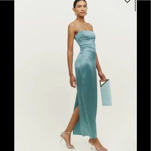 Reformation Frankie Silk Dress    Color: Verdigris